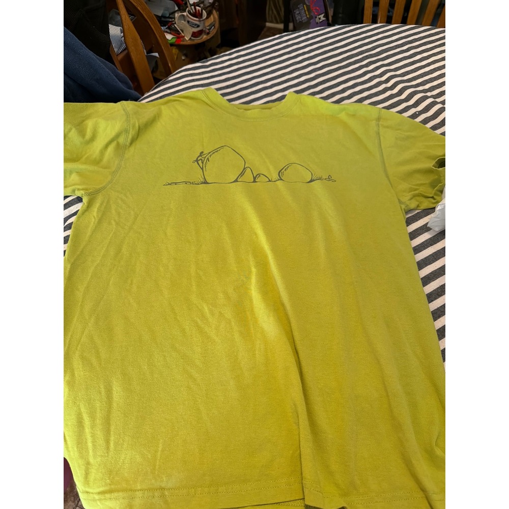 Prana Breathe Mens Large Lime‎ Green Bouldering Graphic T-Shirt Organic Cotton